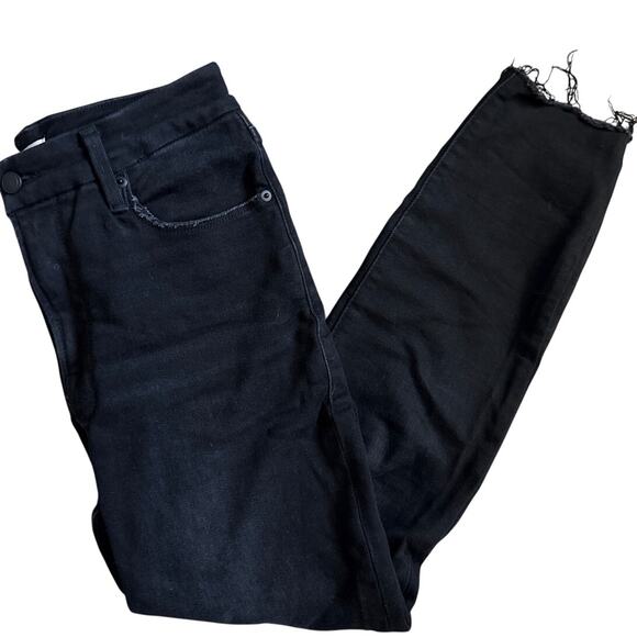 Good American Good Waist Ankle Deep V Yoke Jeans Black Size 8 - Picture 7 of 9
